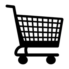 Simple black shopping cart icon for store websites and marketing campaigns
