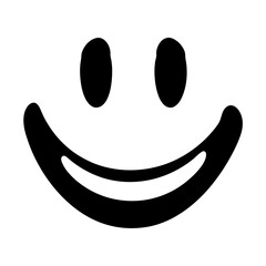 Simple black and white smiley face illustration representing happiness and positivity