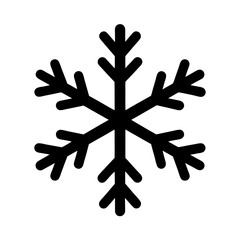 Fototapeta premium A simple black snowflake, symbolizing winter and cold weather season joyfully