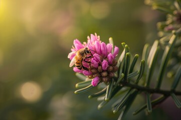 Apis mellifera visiting orpine blooms, a member of the Crassulaceae family
