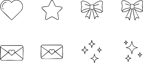 Collection of various outline drawings of different shapes and objects.