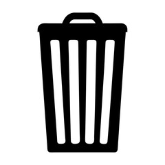 Simple black vector illustration of a trash can on a white background
