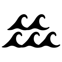 Stylized Black and White Ocean Waves with Curvy Shapes Illustration