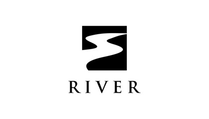 Simple River Stream Symbol logo Design template