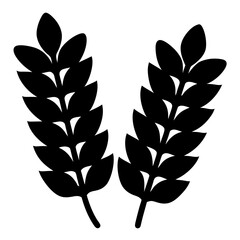 Two stylized wheat stalks in black and white minimalist design element