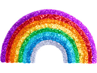 Fototapeta premium Sparkly rainbow arc isolated on transparent background, representing diversity and happiness.