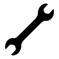 Silhouette of a standard open ended wrench on a white background isolated