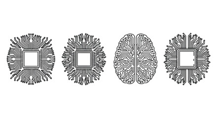Futuristic ai brain circuitry symbolizing neural network technology and advanced computing vector