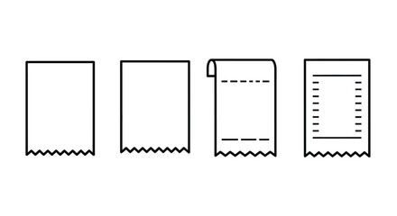 Four stages of receipt paper showing different levels of detail and printing vector