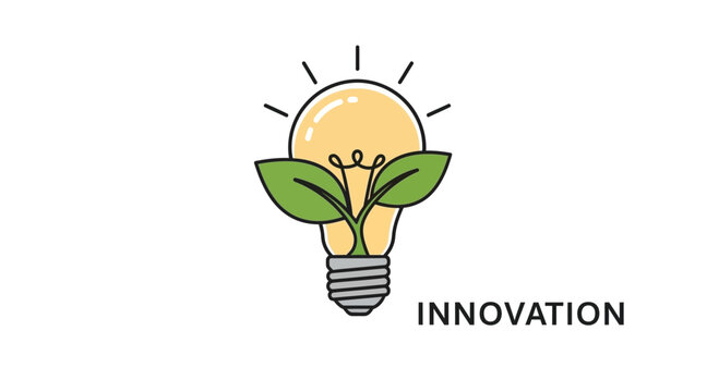 Eco-friendly light bulb with growing leaves symbolizing green innovation and sustainable ideas vector