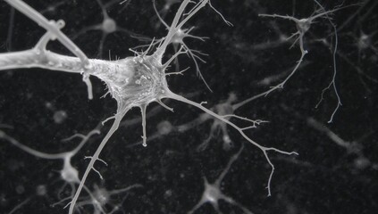 Apical dendrites of pyramidal neurons in the cerebral cortex, showcasing dendritic spines and surface bifurcation, scientific research
