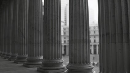 Monochrome Columns in a Corporate Setting