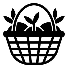 vector illustration of a basket with flowers