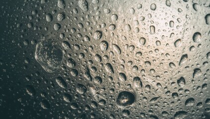 Abstract close-up of water droplets on glass surface