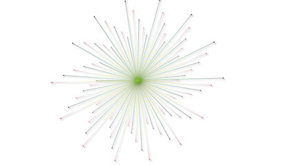 Fototapeta premium Abstract light burst with a central green glow and radiating red and gray lines.