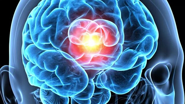 Brain Pain Illustration Anatomical X Ray of Headache Migraine Inflammation Neurological Disorder Diagnostic Imagery
