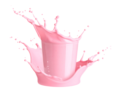 Pink drink splash isolated on transparent background