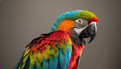 Obraz premium Vibrant feathers of a Macaw, showcasing rich textures and colors, natural beauty