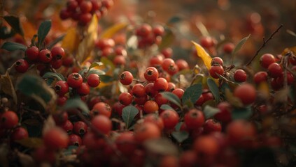 Bright crimson fruits