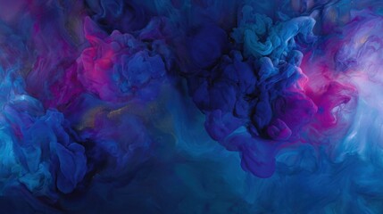 cosmic liquid clouds, swirling colorful nebula like pigments in water, deep blues, purples, pinks and hints of gold, abstract flowing shapes, sense