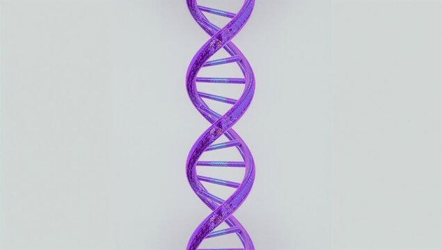 Graphical representation of a DNA helix in purple hues