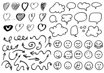 Doodles With Various Shapes And Elements Drawn With Marker In Vector Eps Hand-Drawn Style