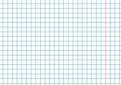 Grid Paper With Red Margins In Horizontal Orientation In Vector Eps