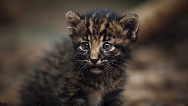 Portrait of a young Panthera pardus kotiya kitten