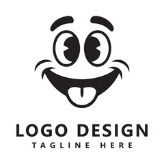 Logo Design Featuring Playful Cartoon Face with Tongue Out