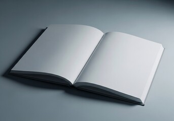 Blank Open Book on a Gray Surface Perfect for Creative Content and Writing