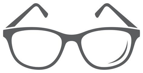 Simple grayscale vector icon of modern reading glasses or spectacles isolated on a white background