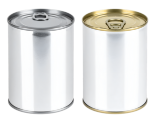 Metal tin can mockup isolated on transparent background
