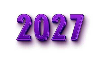 2027 3D Text PNG | Glossy Metallic Number Design | Transparent Background Future Year Typography 