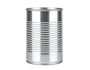 Metal tin can mockup isolated on transparent background