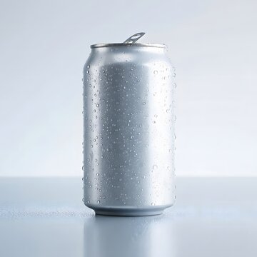 Cold, Condensated Blank Aluminum Drink Can Mockup, appropriate use for marketing, design, and commercial applications.