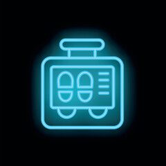 Glowing neon footprint scanner sign, symbolizing biometric identification and security systems