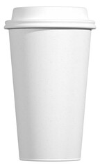 Disposable white paper coffee cup isolated on a clean background is a blank container for a hot drink or beverage