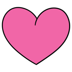 Hand-drawn cartoon pink heart on a white background.