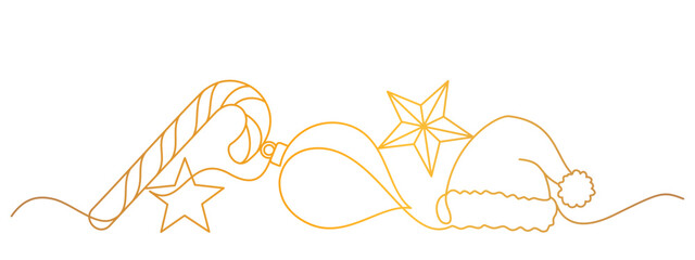 Christmas decoration line art style with gold ink. Vector eps 10