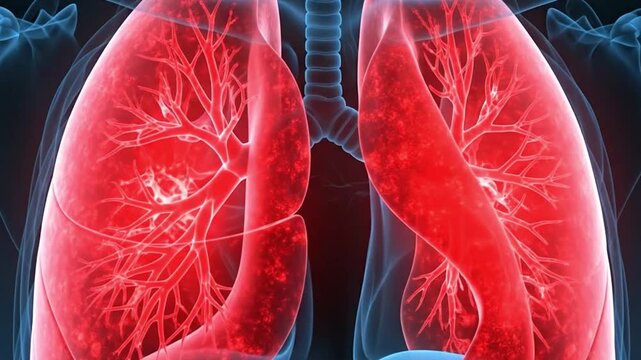 Human Lungs Anatomy Illustration Red Veins Bronchial Tree Respiratory System Pulmonary Health Medicine Biology Illness