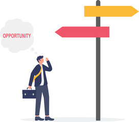 illustration of confusion in choose business opportunities and chances
