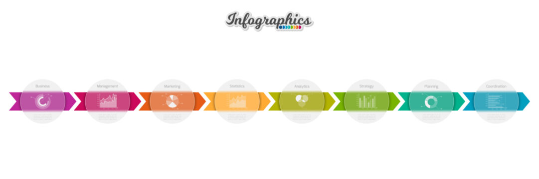 Infographic design template. Progress bar with translucent elements. Vector infographic illustration can be used for chart, diagram, web design, presentation, workflow layout