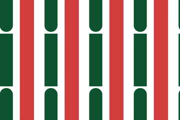 A repeating pattern of green and red vertical stripes with rounded ends on green