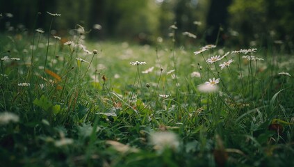 Blooming white wildflowers in a grassy landscape, ideal for editorial headers