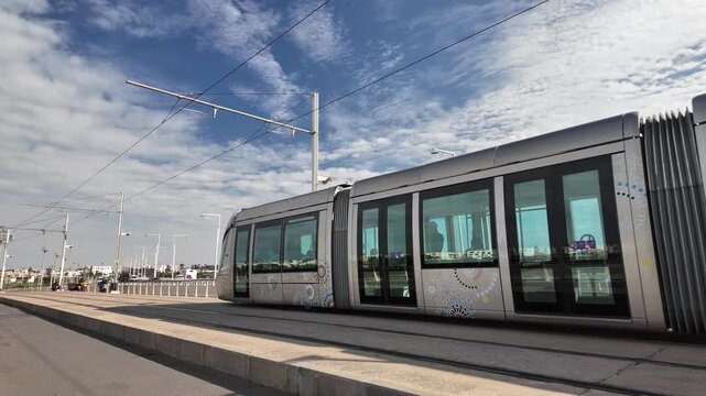  Rabat tramway passing through city streets, Morocco &ndash; October 26, 2025
