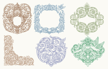 Vintage Decorations Elements. Flourishes Calligraphic Ornaments and Frames with place for your text. Decorative swirls or scrolls, vintage frames , flourishes, labels and dividers. Retro Style
