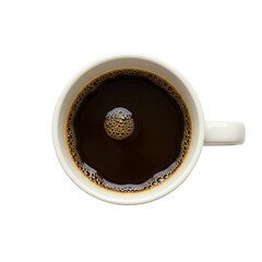 Fresh Black Coffee in White Ceramic Mug - Top Down Isolated View © rana