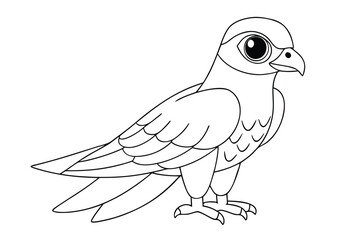 Cute falcon cartoon is standing and looking