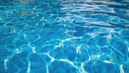 Obraz premium Blue rippling water in a swimming pool with shimmering light