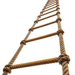 realistic brown rope ladder isolated on white background
